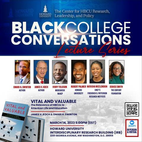 HBCU Center for Research, Leadership, and Policy Black College Conversation March 14, 2023 Flyer